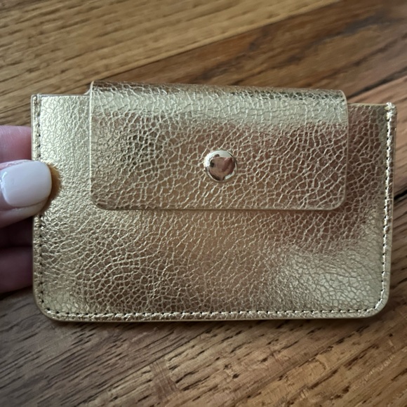 J. Crew Factory Metallic leather accordion wallet - Picture 1 of 11
